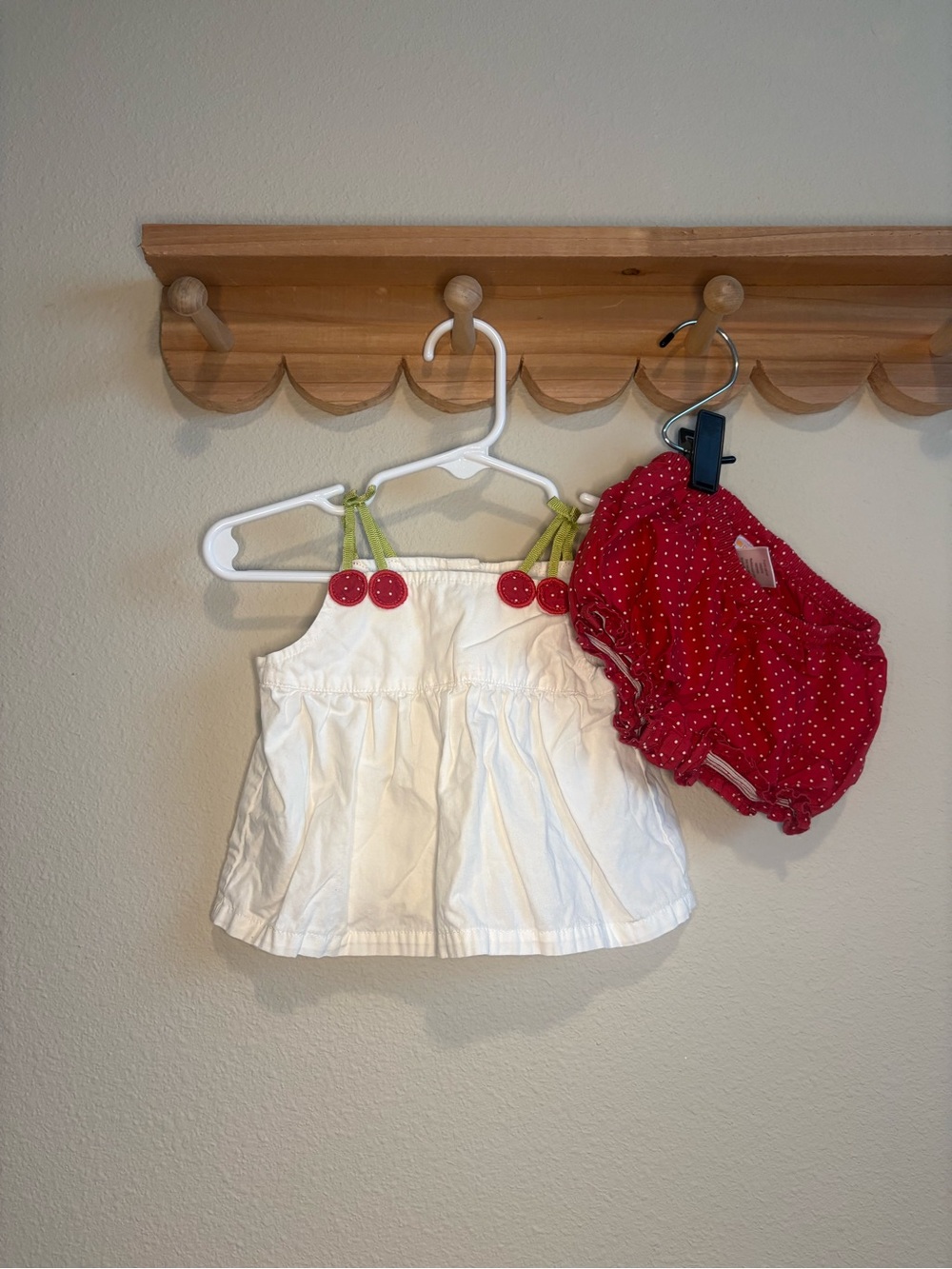 Gymboree White Sundress with Cherry Tie Straps and Red Polka Detail
